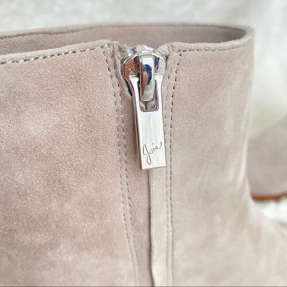 Joie Suede Ruffle Ankle Bootie NWOT 36.5 Pale Grey - Picture 7 of 16